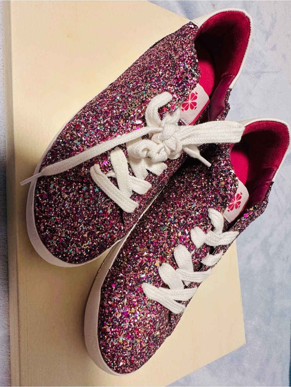kate spade Pink Multi-Glitter Lace-Up Sneakers